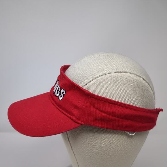 Mustangs Herzog Strapback Sun Visor Cap Red OS Adjustable Embroidered Bwm Global - Picture 3 of 10